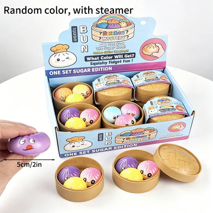 Dumpling Squishies Rainbow Dumpling Squeeze Ball Fidget Toy Mystery Blind Box Pinch Stress Relieve Slow Rebound Ornamnet