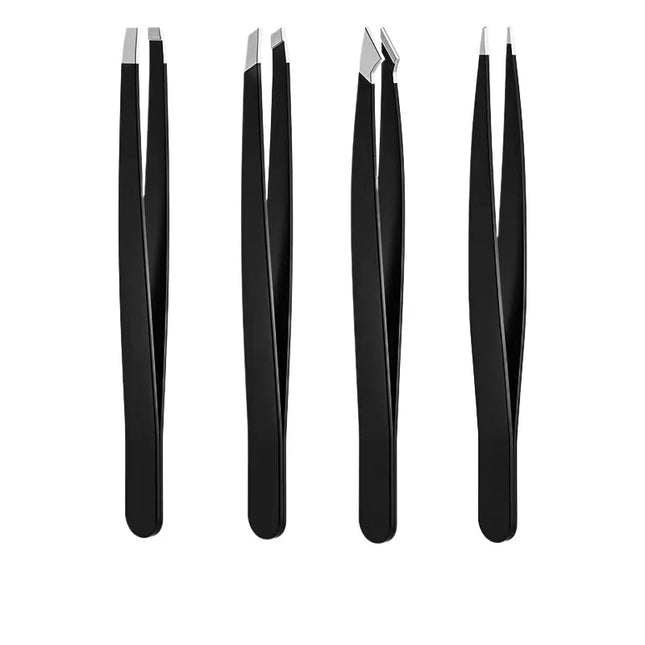 4-Piece Professional Tweezer Set, Perfect for Effortless and Relaxed Eyebrow Hair and Splinter Removal