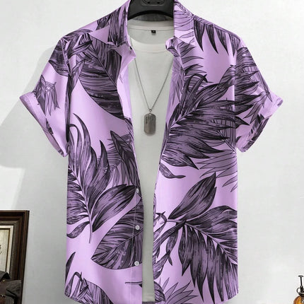 Leaf Tropical Men's Resort Hawaiian 3D Print Shirts Outdoor Vacation Beach Summer Turndown Short Sleeve Spandex Hawaii Shirts