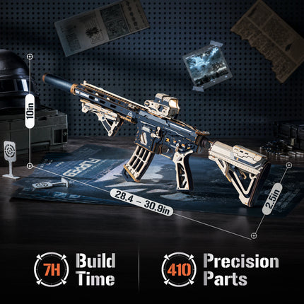ROKR Wooden 3D Puzzle M4A1 Carbine Mechanical Toy Model Building Kit Birthday Gift for Teens Adults