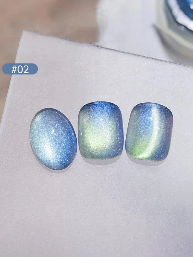 6PCS 2026 New Trendy Nail Art Fashion Phototherapy Iceland Aurora Blue-Green-Purple Cat Eye Gel Magnetic Powder Gold Nail Polish