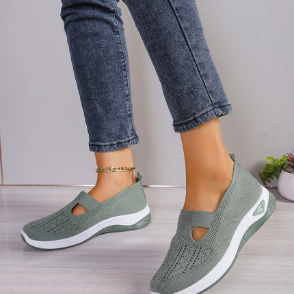 Women's shoes Solid Color Breathable Sneakers, casual sneaker women's summer sneakers, Low-top Knitted Casual Shoes Mom Shoes