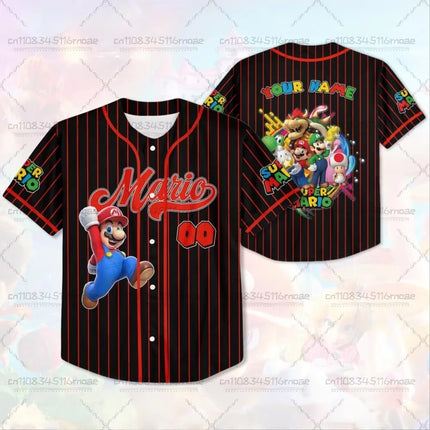 Summer Super Mario Design Pattern Printed Summer T-shirt Children's Casual Sports Short Sleeve Round Neck Loose Pullover T-shirt