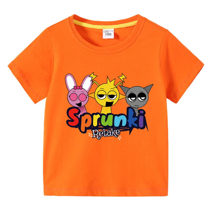 Cartoon Sprunki T Shirt Kids Incredibox Cotton T-shirts Toddler Girls Short Sleeve Tops Boys Summer Clothes Children's Clothing