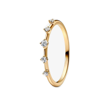 fashion 925 Sterling Silver Oval Cut Zirconium&Heart-Shaped&Double Ring&Bubble Bead Ring Golden Temperament Jewelry