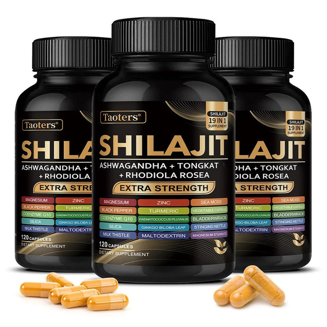 Shilajit Supplement with Sea Moss, Ashwagandha, Magnesium & Zinc - 19-IN-1 Organic Capsules, Plant-Based, Non-GMO