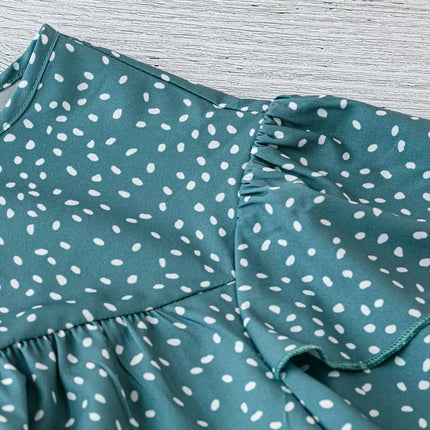 Plus Size Women's Vacation Casual Polka Dot Printed Short Sleeve Shirt
