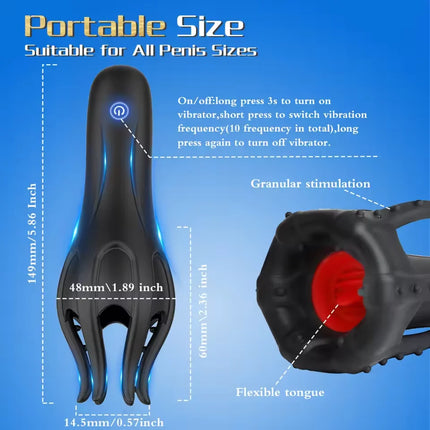 Penis Trainer Vibrator Male Portable Glans Oral Stimulator Tongue Licking Massager Delay Ejaculation Masturbator Sex Toy for Men