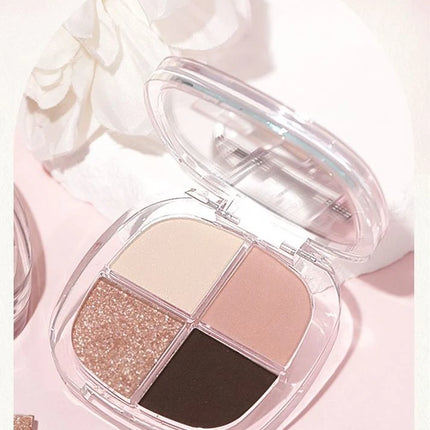 NOVO Four-color Eyeshadow, Matte, Pearlescent, High-gloss, Sweat-proof, Water-resistant, Ins, High-end And Affordable