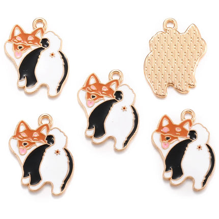 10pcs Enamel Dog Charm for Jewelry Making Supplies Corgi Earring Animal Pendant Bracelet Necklace Accessories Diy Finding W405