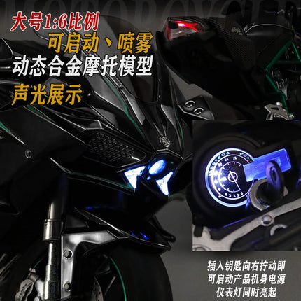 Spray 1:6 Kavvasaki Racing Ninja 500 H2R Motorcycle Simulation Sound Light   Fast And Furious Kid Gift Collection  value Display