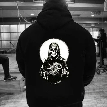 2025 unisex high-quality Santa Claus death hooded sweatshirt, trendy and fashionable, versatile vintage classic sportswear.