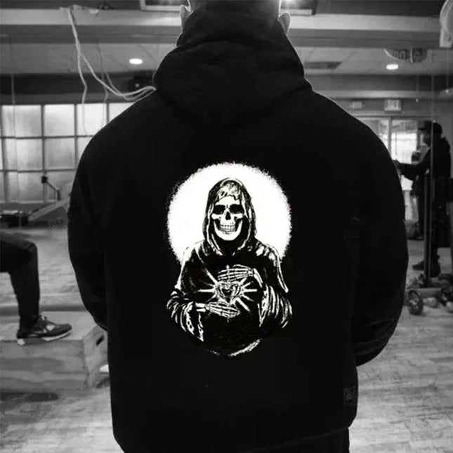 2025 unisex high-quality Santa Claus death hooded sweatshirt, trendy and fashionable, versatile vintage classic sportswear.