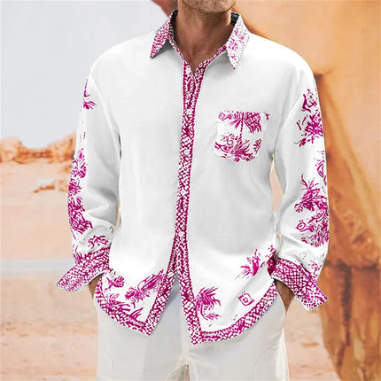 3D printed poker print, high-quality and comfortable men's boutique fashion long-sleeved shirt, trendy printed men's shirt