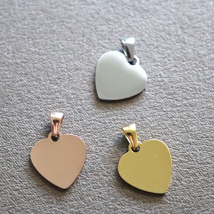 20pcs Heart 304 Stainless Steel Stamping Blank Tag Pendants Charms With Snap on Bails For Necklace Jewelry Making Gift