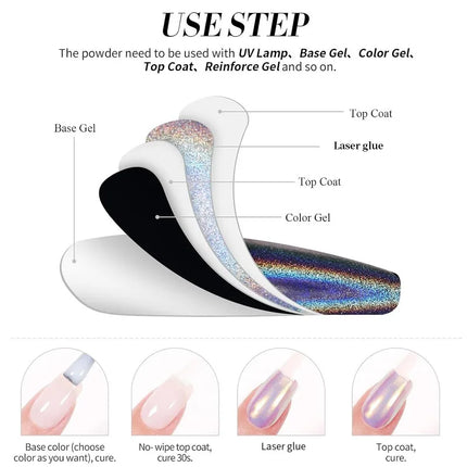 Holographic Nail Polish with Rainbow Glitter - 7ml Laser Chrome Nail Lacquer, Multicolor Shift Effect, 8color DIY Art Nail Salon