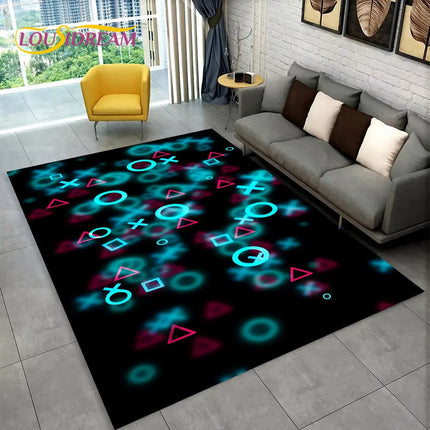 Cartoon Gamer Game Gamepad Area Rug,Carpet Rug for Living Room Kids Bedroom Sofa Kitchen Doormat Decor,Child Non-slip Floor Mat