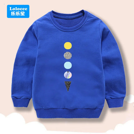 Lolocee Kids Sweatshirt,Crew Neck Long Sleeve with Cute Planet Print,Boys Fashion Pullover Top Toddler Children's Daily Wear XQ1