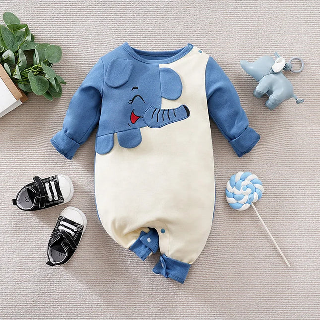Elephant Printed Clothes Spring and Autumn Baby Boys Girls Clothing Cartoon 0-18 months Newborn Long Sleeve Print
