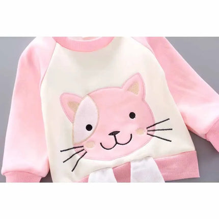2024 Girls Padded Three Piece Children's Warm Cartoon Hooded Suit Autumn Winter Boys Fashion Casual Comfortable Sets 12M-5 Years