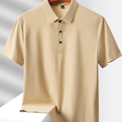 Selected popular nylon fabric, dad's summer clothing, middle-aged men's short sleeved T-shirt, summer ice silk quick drying, mid