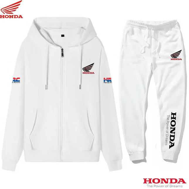 Honda men's autumn and winter new hoodie paired with loose sports pants set, casual sports style, suitable for fitness wear
