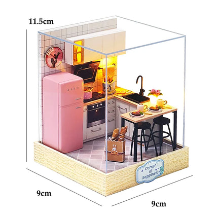 NEW DIY Wooden Book Nook Figurines Miniatures Doll House Kit 3D Puzzle Bookend for Friends Birthday Gifts Home Decor Crafts