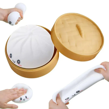 Giant Dumpling Squeeze Toy for Anxiety Relief Soft Steamed Stuffed Bun Simulation Food Fidget Decompression Dough Toy