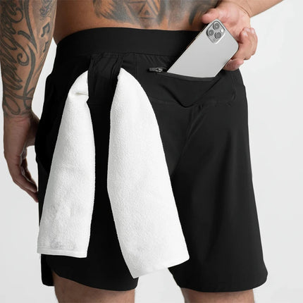 2025 New Men's Shorts Single-Layer Woven Quick Dry Solid Color Running Fitness Sports Casual American Fifth Pants Comfortable