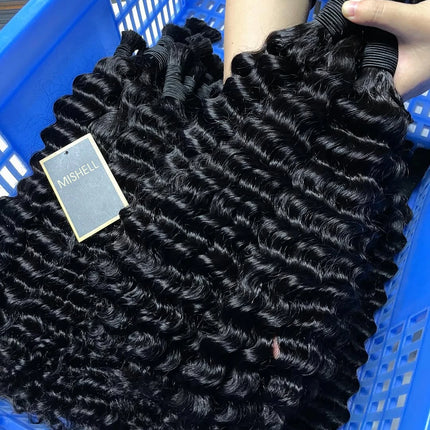 Natural Human Braiding Hair 26 28 Inch Deep Water Wave Bulk Human Hair for Boho Braids No Weft 16A Virgin Curly Hair Extensions
