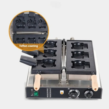 3 Piece Cute Cartoon Kitty Cat Waffle Iron Machine 110V220V Cat Waffle Iron Open Mouth Ice Waffle Iron with Timer Stall Mold