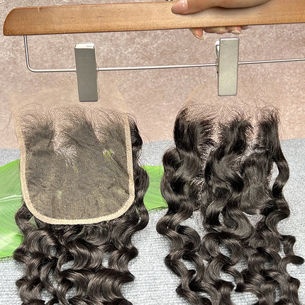 Water Wave 5x5 HD Lace Closure Invisible HD Lace Melt Skin PrePlucked Bleached Knots 100% Raw Virgin Human Hair Natural Color