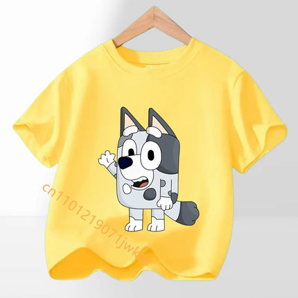 Bluey Bingo T-shirt Children's Summer Multi-color Clothing Girl Trendy Base Top Cute Cartoon Figure Print Tees Kids Birthday Gifts