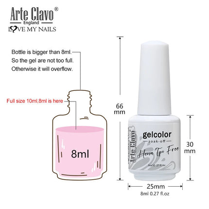 Arte Clavo 8ML Gel Nail Polish Macaron Pink Color Cheap Base Coat Primer Semi-Permanent UV Nail Enamel Varnish All For Nail Art