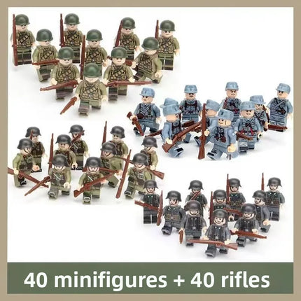 Building blocks World War II soldier figures, marine humanoid dolls educational toys mini figures birthday gifts cartoon figures
