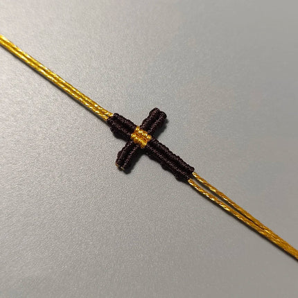 Hand-Woven Macrame Cross Bracelet Adjustable Bohemian Style Jewelry for Women Girls