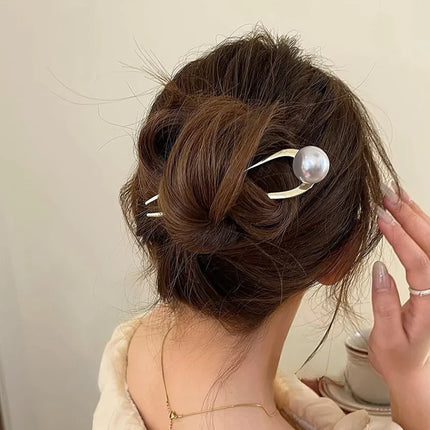 New Pearl U-shaped Tassel Hair Sticks Women's Fashion Ponytail Metal Hairpin for Girls Styling Tools Delicate Hair Accessories