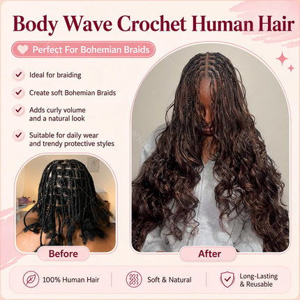 Body Wave Miracle Knots Feather Crochet Bundles 100% Human Hair For Braid #27 Honey Blonde Knotless Soft Pre-Separated Bulk Hair