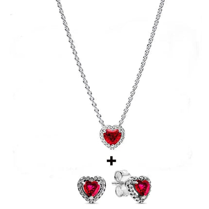 2025 New Birthday Day Gift S925 Silver Earrings Heart &Infinity Knot Jewellery Set Pink Bow Earrings Original Women Jewelry