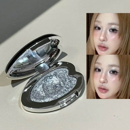 Pearlescent Blue Metallic Eyeshadow Palette Punk Smoky Purple Mashed Potato Waterproof Shimmer Glitter Heart-shaped Eye Shadow