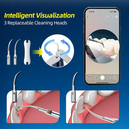 Visible Electric Ultrasonic Tooth Cleaner with Camera 4 Modes Tartar Remover Tooth Stain Cleaning Tool Teeth Whitening Care