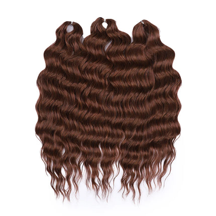 FASHION IDOL 24" 3pcs Deep Wave Curl Hair Synthetic Water Wave Braiding Hair Extensions Ombre Rainbow color Twist Crochet Hair