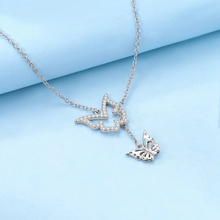 925 Sterling Silver Necklace Dreamcatcher Painting Plate Butterfly Necklace Fit Original Charms Fine Jewelry DIY Women Fashion
