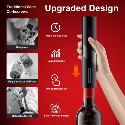HIM-Electric Wine Opener: Automatic Wine Bottle Opener With Foil Cutter, Wine Pourer, Vacuum Stopper,For Home Kitchen Bar