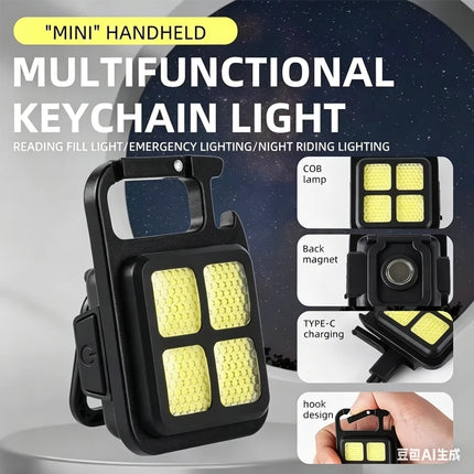 COB Flashlight LED Mini Protable Keychain Lamp High Bright Multifunctional Camping Lamp Outdoor Camping Torch Fishing Work Light