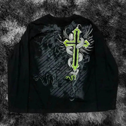 Fashionable men's autumn personalized skull letter print micro elastic comfortable long sleeved T-shirt outdoor street style top