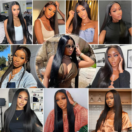 Ossilee 250 Density Pull Go Glueless Wigs with Elastic Drawstring Straight 13x6 HD Lace Front Human Hair Wigs Pre Cut Lace Wig