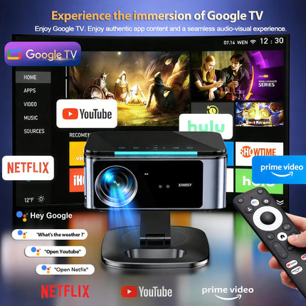 XIWBSY 4K Ultra HD Projectors 46000Lumens Home Theater Google TV Smart Projector TOF Laser Focus Projector Daylight Projector