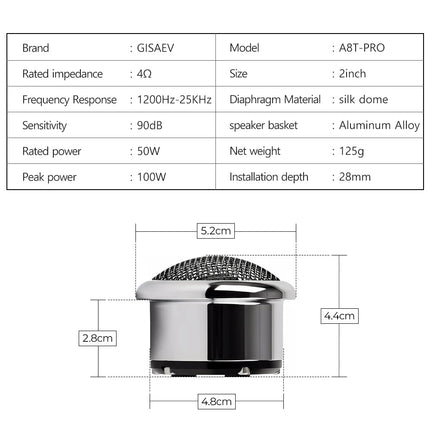 1 Pair 2 Inch Car Tweeter with Enclosure Hi-End Silk Dome Treble Speaker High Fidelity Audio Upgrade for Car Audio System
