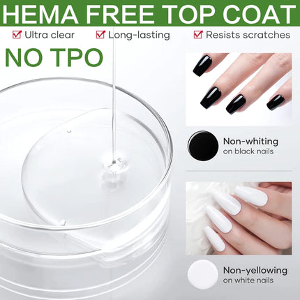 KODIES GEL Diamond Top Coat No Wipe Super Shiny 15ml HEMA /TPO Free Gel Nail Polish Crystal Shine Gel Finish All for Manicure